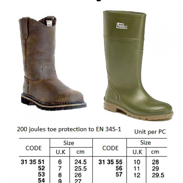 313552-BOOTS WELLINGTON INDUSTRIAL, #A8793G BS EN345-1 UK7(25.5CM)
