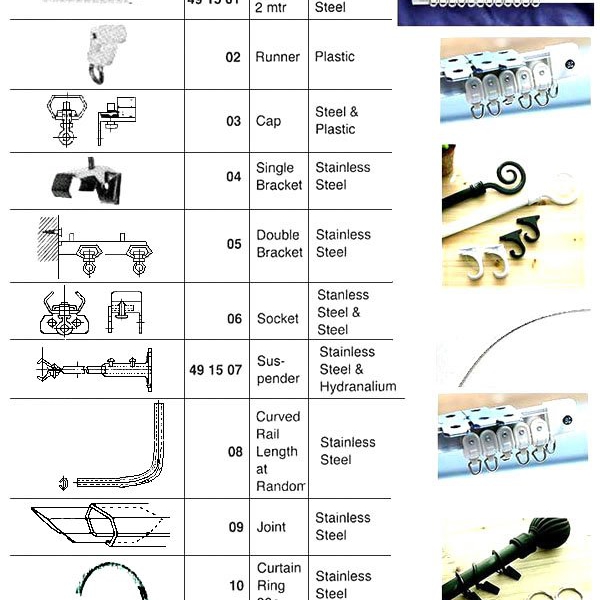 491501-CURTAIN RAIL STAINLESS STEEL, 2MTR