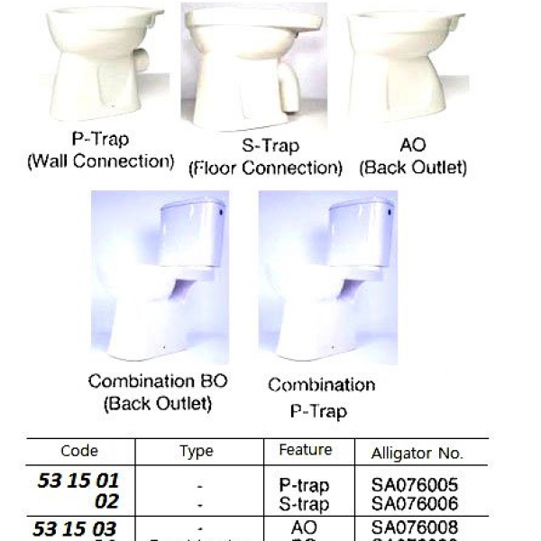 531505-WATER CLOSET COMBINATION, P-TRAP WATERLINE SA076010