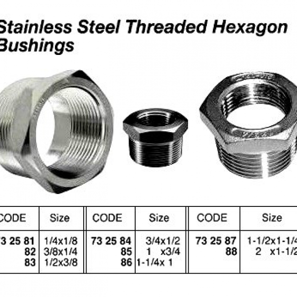 732584-BUSHING HEX STAINLESS STEEL, 3/4X1/2 THREADED