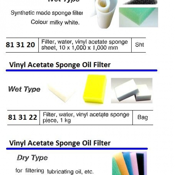 813120-WATER FILTER SPONGE, VINYL ACETATE 10X1000X1000MM