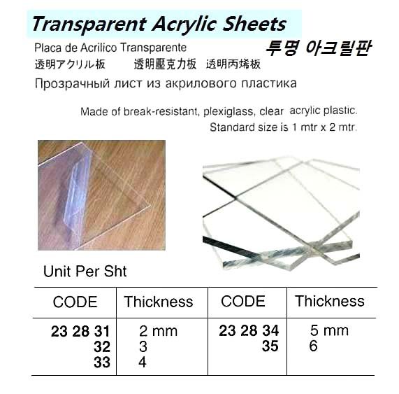 232834-ACRYL SHEET TRANSPARENT, 5MMX1X2MTR