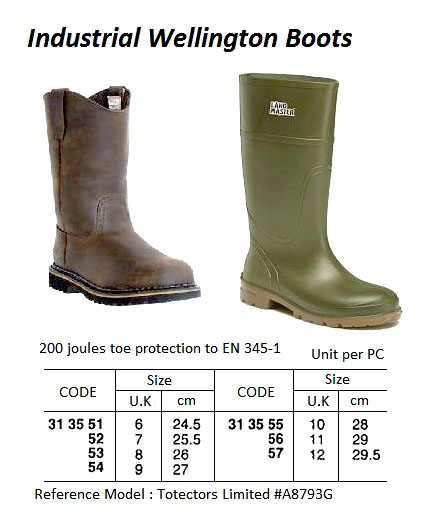 313552-BOOTS WELLINGTON INDUSTRIAL, #A8793G BS EN345-1 UK7(25.5CM)