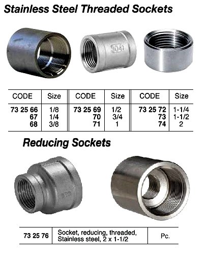732569-SOCKET STAINLESS STEEL, 1/2 THREADED